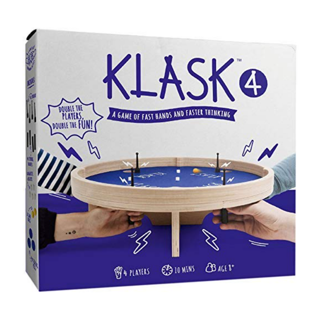 Asmodee KLASK 4 Magnetic Party Game of Skill for Kids and Adults for Ages 8 and up Half Foosball Half Air Hockey Average Playtime 15 Minutes or less for 2 to 4 Players KL8330
