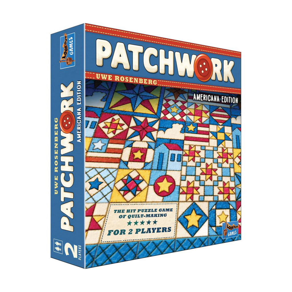 Lookout Games Patchwork Americana Edition The Ultimate Two Player Quilt Building Game Featuring Beautiful Americana Inspired Designs LK0623