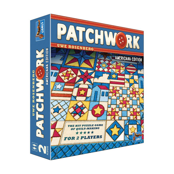 Lookout Games Patchwork Americana Edition The Ultimate Two Player Quilt Building Game Featuring Beautiful Americana Inspired Designs LK0623
