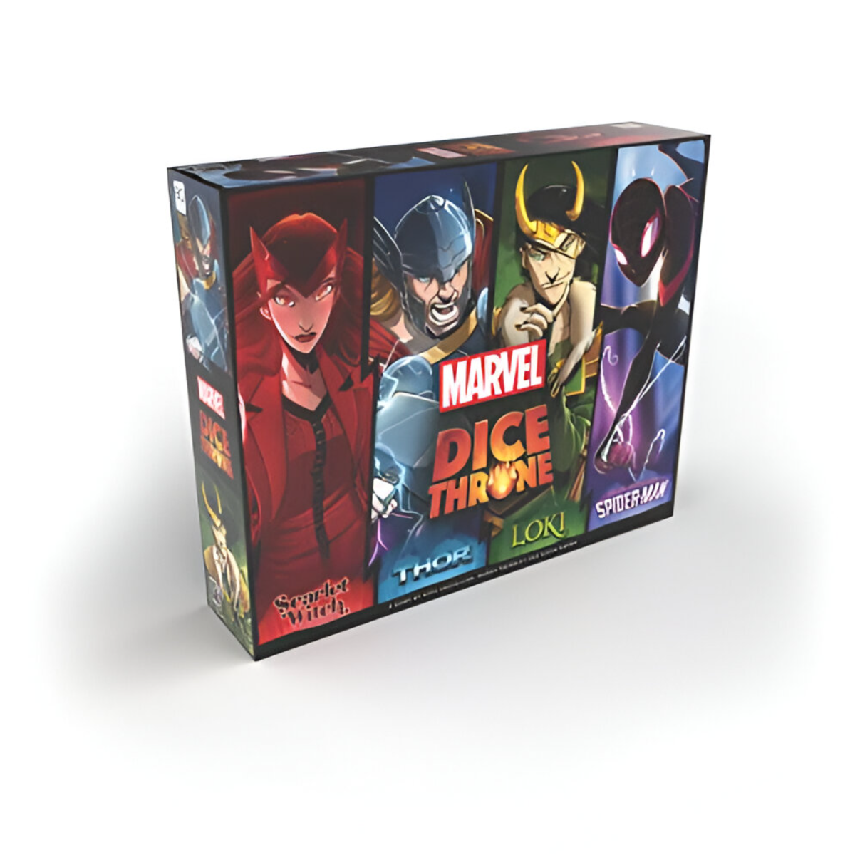 The OP Marvel Dice Throne 4 Hero Box Scarlet Witch Thor Loki Spider Man 2 to 4 Player Competitive Dice Game USODT011754