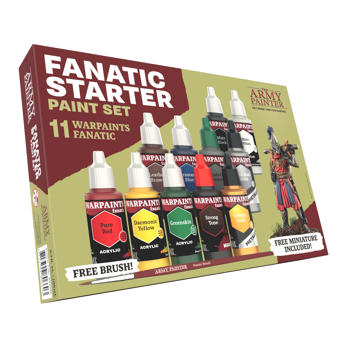 The Army Painter Warpaints Fanatic Starter High Covering Acrylic Paint Set WP8066 (11 colors + 1 brush + 1 miniature) WP8066