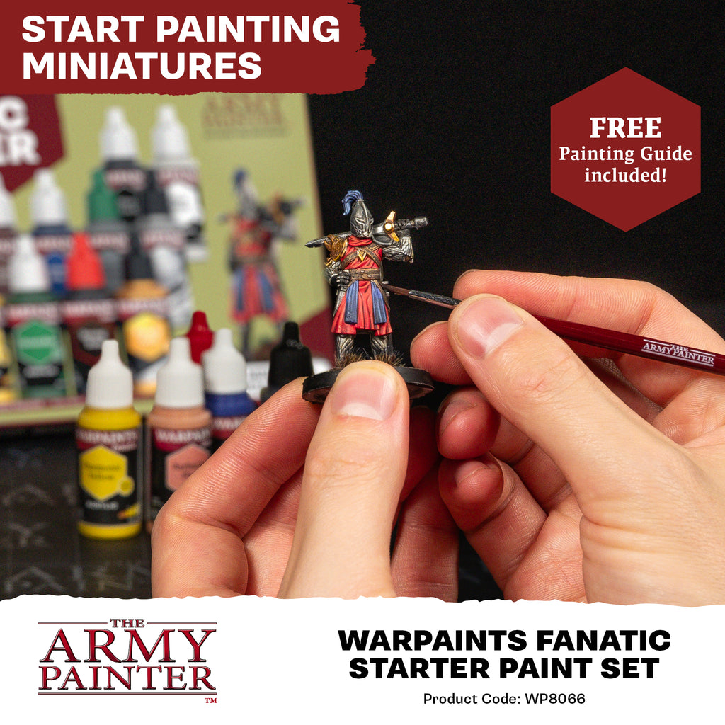 The Army Painter Warpaints Fanatic Starter High Covering Acrylic Paint Set WP8066 (11 colors + 1 brush + 1 miniature) WP8066