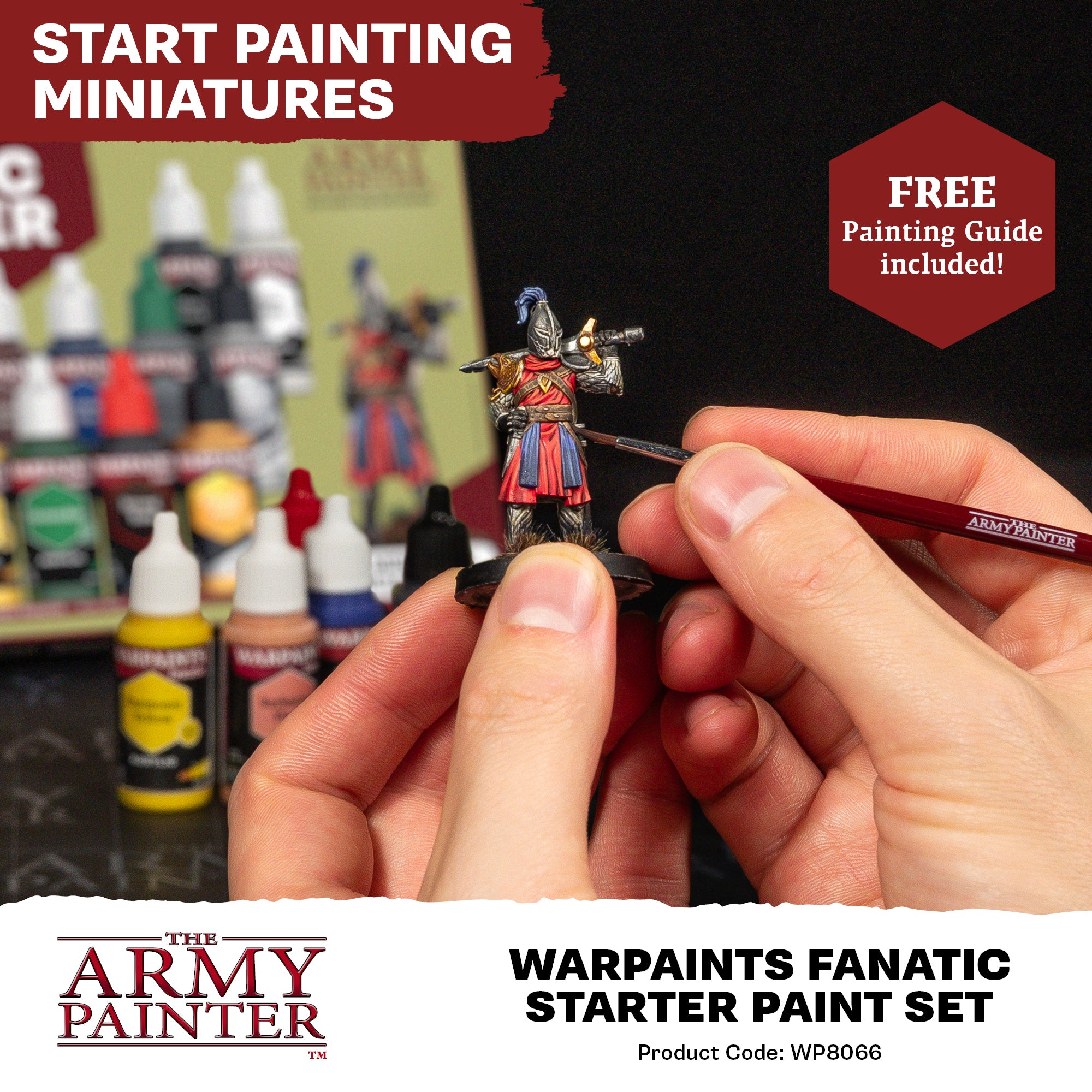 The Army Painter Warpaints Fanatic Starter High Covering Acrylic Paint Set WP8066 (11 colors + 1 brush + 1 miniature) WP8066