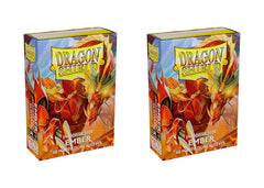 2 Packs Dragon Shield Bundle 60 Count Japanese Size Mini Dual Matte Card Sleeves Matte Ember