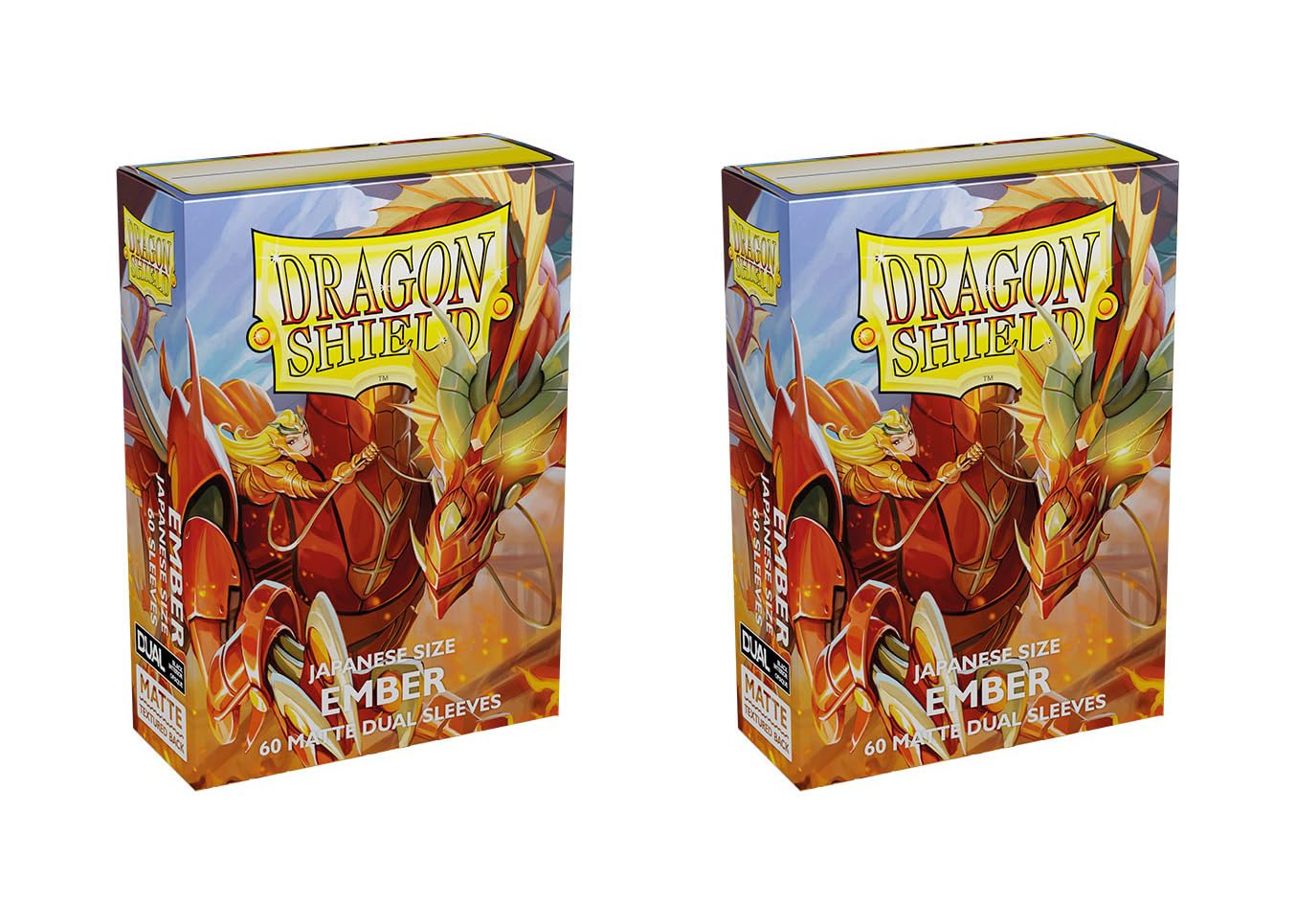2 Packs Dragon Shield Bundle 60 Count Japanese Size Mini Dual Matte Card Sleeves Matte Ember