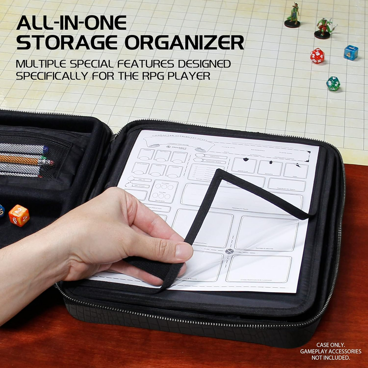 Enhance DnD Binder Collectors Edition RPG Organizer Case with Builtin Character Sheet Holder and Erasable Scribe Panel Dragon Black ENGTCEC200BKEW