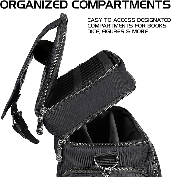 Enhance Collectors Edition RPG Adventurers DnD Bag Dragon Hide Exterior Travel RPG Bag with Tabletop Miniatures Storage Vault Dragon Black ENGTCFD200BKEW