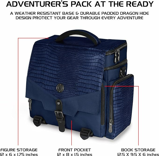 Enhance Collectors Edition RPG Adventurers DnD Bag Dragon Hide Exterior Travel RPG Bag with Tabletop Miniatures Storage Vault Dragon Blue ENGTCFD200BLEW