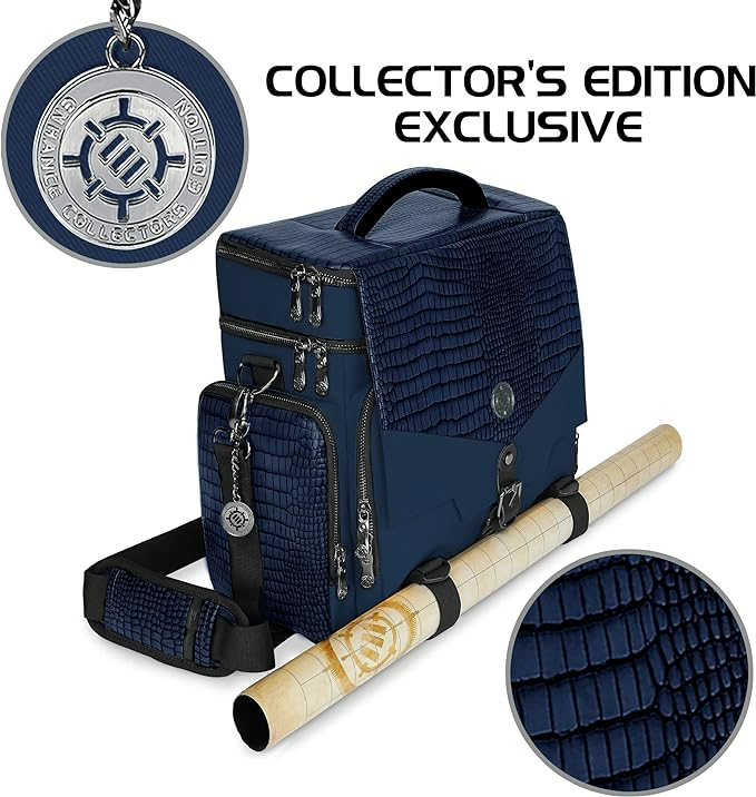 Enhance Collectors Edition RPG Adventurers DnD Bag Dragon Hide Exterior Travel RPG Bag with Tabletop Miniatures Storage Vault Dragon Blue ENGTCFD200BLEW