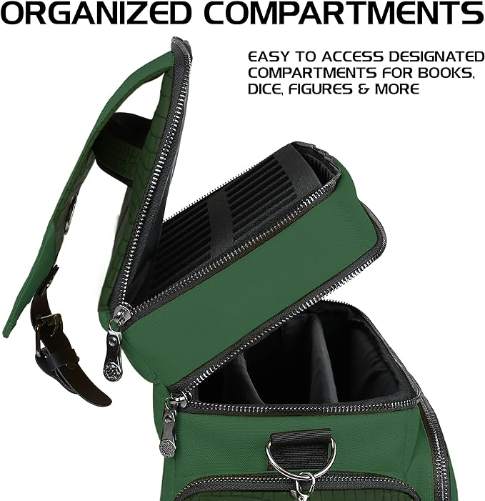 Enhance Collectors Edition RPG Adventurers DnD Bag Dragon Hide Exterior Travel RPG Bag with Tabletop Miniatures Storage Vault Dragon Green ENGTCFD200GNEW