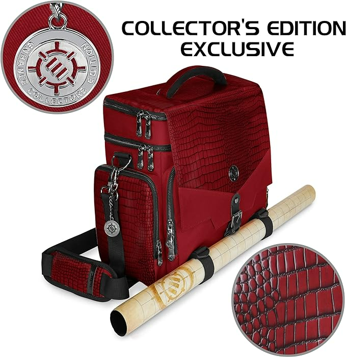 Enhance Collectors Edition RPG Adventurers DnD Bag Dragon Hide Exterior Travel RPG Bag with Tabletop Miniatures Storage Vault Dragon Red ENGTCFD200RDEW