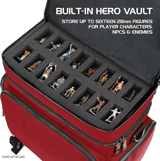 Enhance Collectors Edition RPG Adventurers DnD Bag Dragon Hide Exterior Travel RPG Bag with Tabletop Miniatures Storage Vault Dragon Red ENGTCFD200RDEW