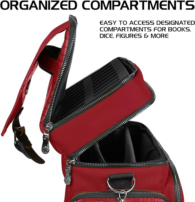 Enhance Collectors Edition RPG Adventurers DnD Bag Dragon Hide Exterior Travel RPG Bag with Tabletop Miniatures Storage Vault Dragon Red ENGTCFD200RDEW