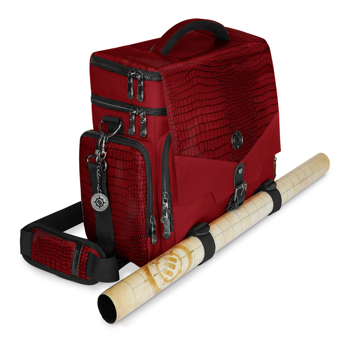 Enhance Collectors Edition RPG Adventurers DnD Bag Dragon Hide Exterior Travel RPG Bag with Tabletop Miniatures Storage Vault Dragon Red ENGTCFD200RDEW