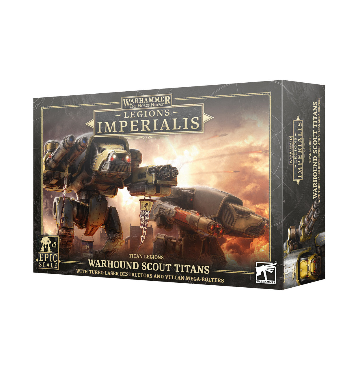 Games Workshop Horus Heresy Legions Imperialis Warhound Scout Titans with Turbo Laster Destructors and Vulcan Mega-Boulters Plastic Box 03-24