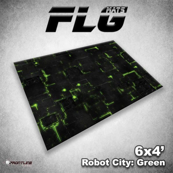 Frontline Gaming FLG Mats Robot City 44"x60" Green For Tournament Warhammer 40K Horus Heresy Age Of Sigmar Incursion And Strike Force Board Games RBTCTYGREEN44X60