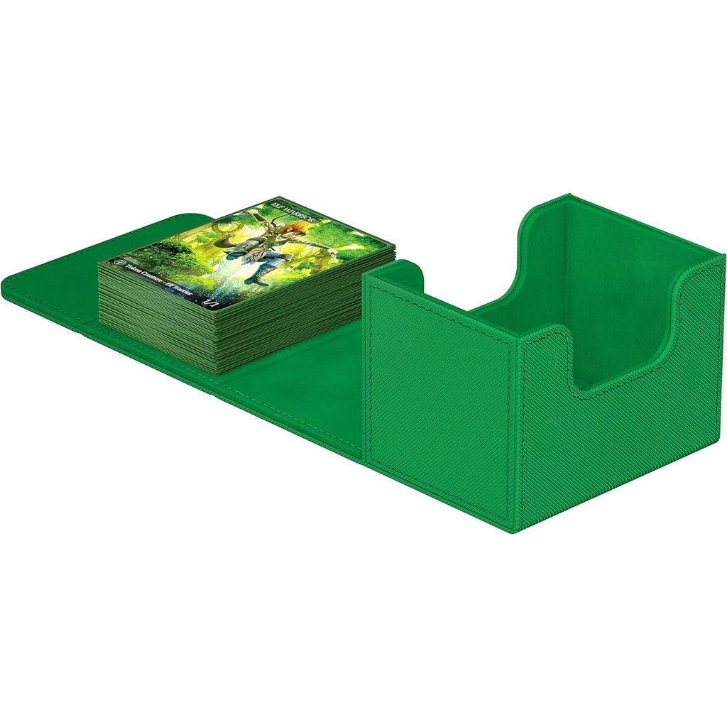 Ultimate Guard Sidewinder 100+ Deck Box for 100 Double Sleeved TCG Cards with Magnetic Closure & Microfiber Inner Lining - Green