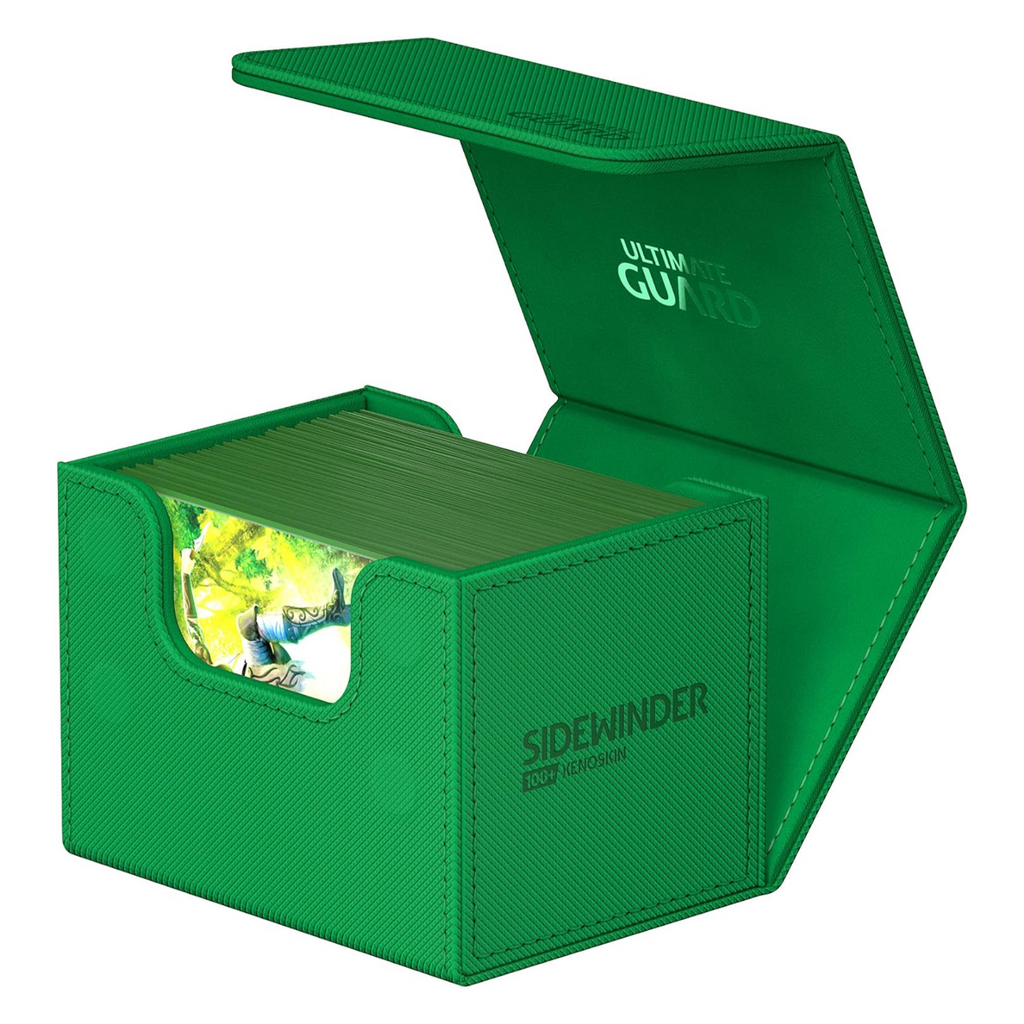 Ultimate Guard Sidewinder 100+ Deck Box for 100 Double Sleeved TCG Cards with Magnetic Closure & Microfiber Inner Lining - Green