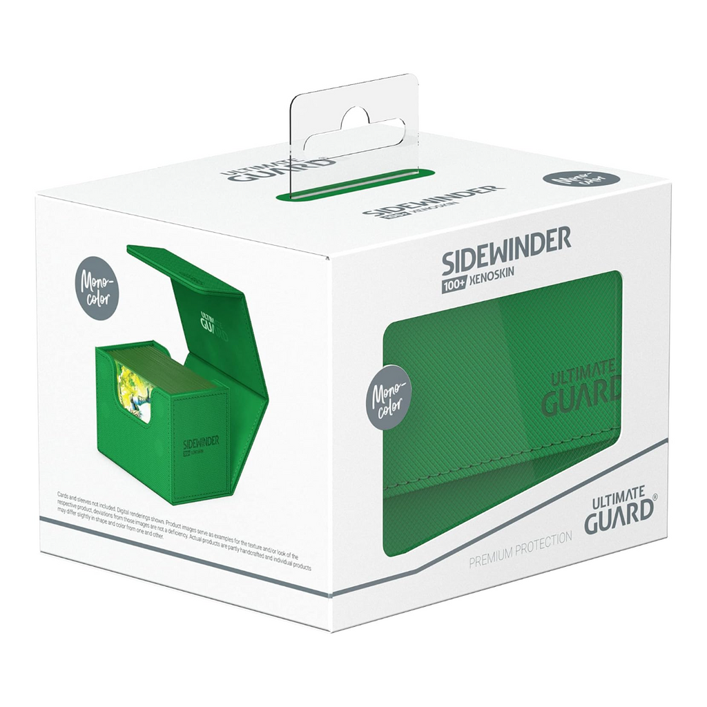 Ultimate Guard Sidewinder 100+ Deck Box for 100 Double Sleeved TCG Cards with Magnetic Closure & Microfiber Inner Lining - Green