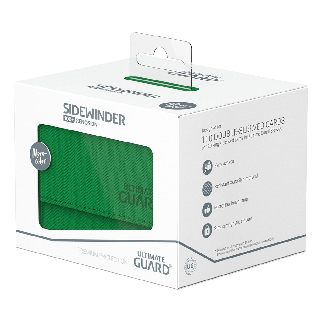 Ultimate Guard Sidewinder 100+ Deck Box for 100 Double Sleeved TCG Cards with Magnetic Closure & Microfiber Inner Lining - Green
