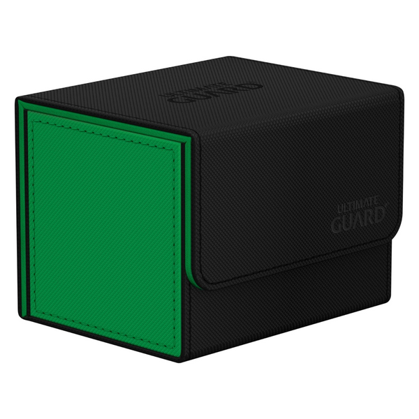 Ultimate Guard Sidewinder Synergy 100+ Deck Box for 100 Double Sleeved TCG Cards with Magnetic Closure & Microfiber Inner Lining - Black/Green