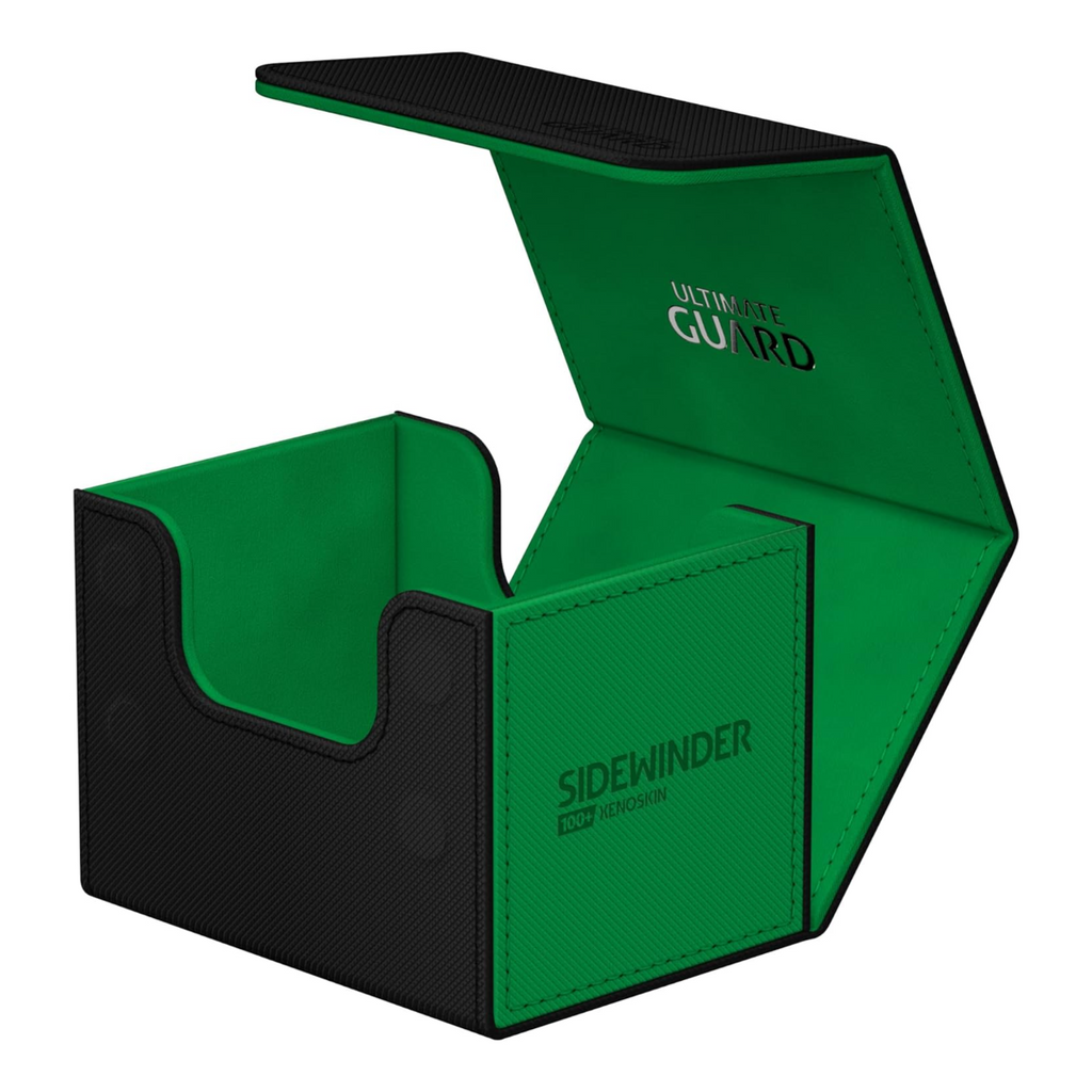 Ultimate Guard Sidewinder Synergy 100+ Deck Box for 100 Double Sleeved TCG Cards with Magnetic Closure & Microfiber Inner Lining - Black/Green