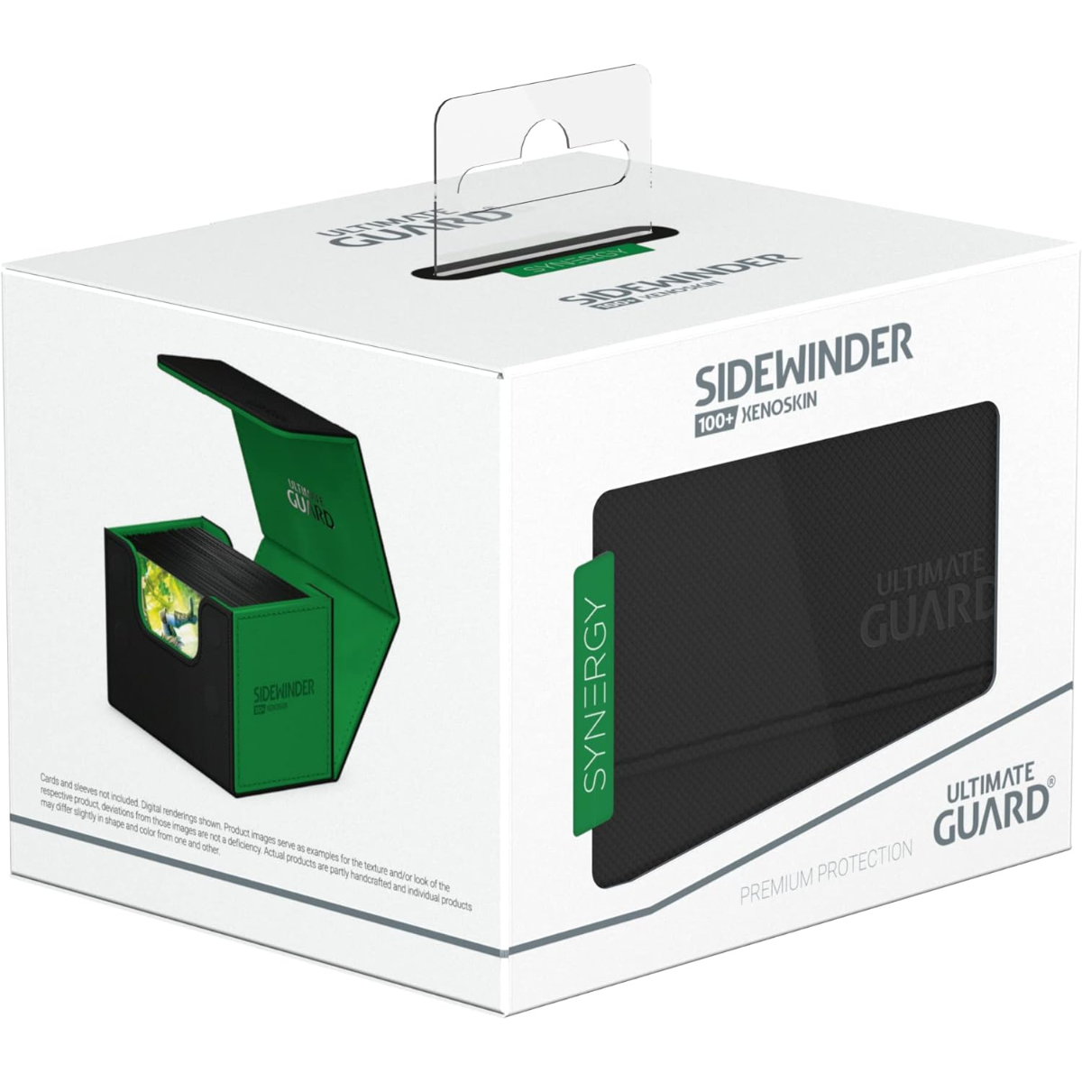 Ultimate Guard Sidewinder Synergy 100+ Deck Box for 100 Double Sleeved TCG Cards with Magnetic Closure & Microfiber Inner Lining - Black/Green