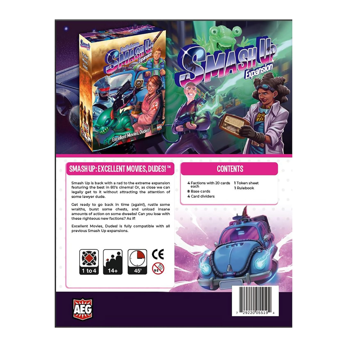 Alderac Entertainment Group Smash Up Expansion Excellent Movies, Dudes! Deck-Building Game Add-On with 2 New Factions Requires Base Game Ages 12+ AEG5519