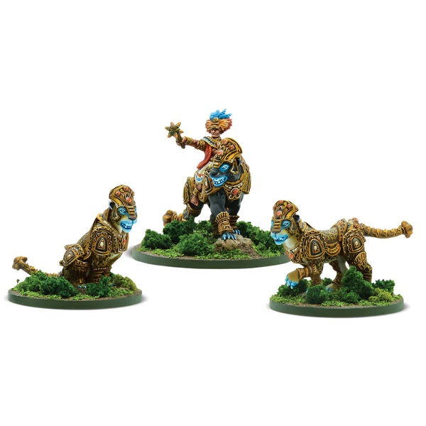 Mythic Earth Sapa Warlord On Spirit Jaguar Inca 3 Resin & Metal Miniatures Figures Set MSMA05
