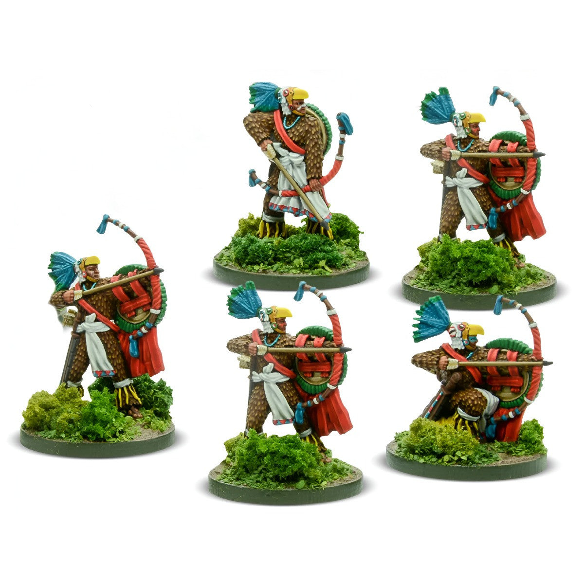 Mythic Earth Eagle Warrior Archers Aztec 5 Metal Figures Set MSMA29