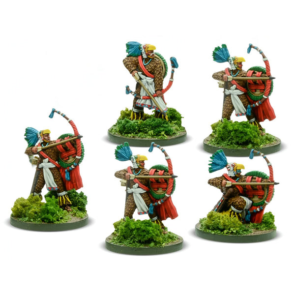 Mythic Earth Eagle Warrior Archers Aztec 5 Metal Figures Set MSMA29