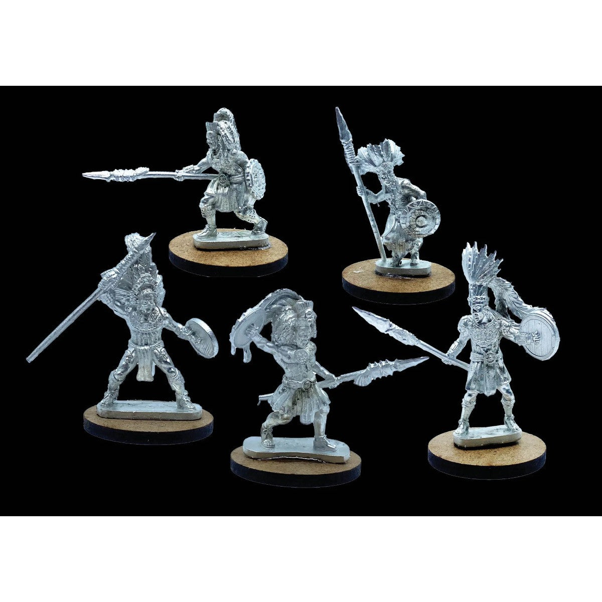 Mythic Earth Maya Almehenob Nobles With Spears 5 Metal Miniature Figures Set MSMA38