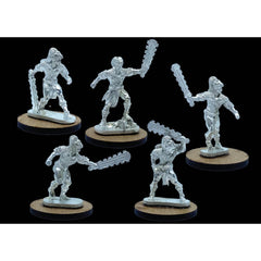 Mythic Earth Maya Calakmal Warriors With Macuahuitl 5 Metal Miniature Figures Set MSMA40