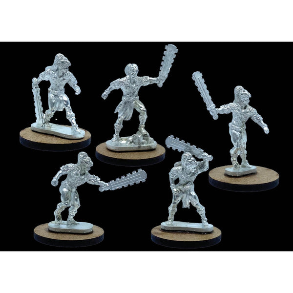 Mythic Earth Maya Calakmal Warriors With Macuahuitl 5 Metal Miniature Figures Set MSMA40