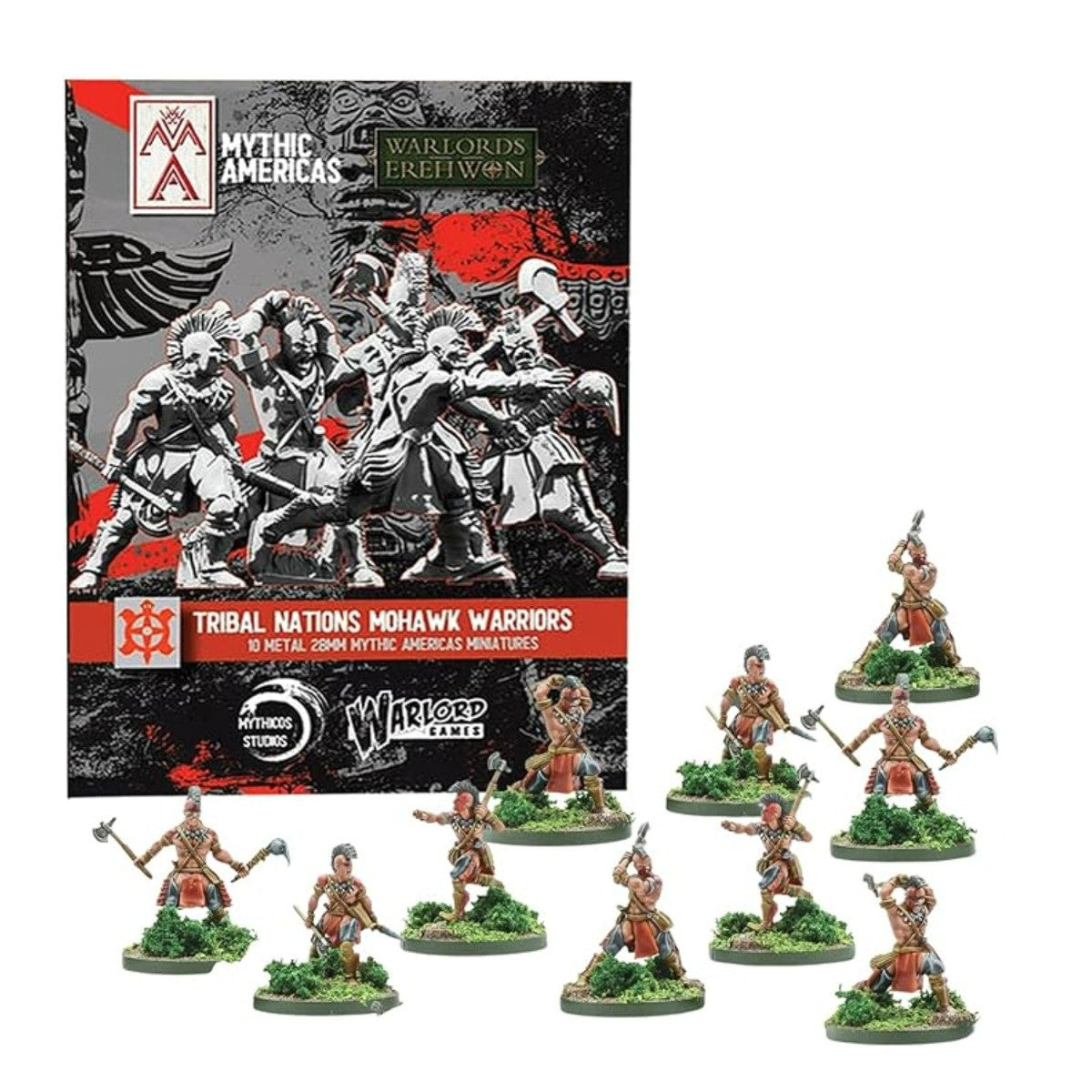 Mythic Earth Tribal Nations Mohawk Warriors With Tomahawks 5 Metal Miniature Figures Set MSMA15