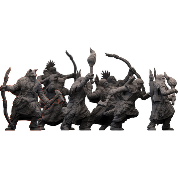 Mythic Earth Western Federation Kit Fox Society Warriors With Tomahawks 5 Metal Miniature Figures Set MSMA86