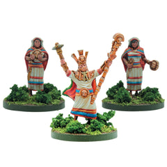 Mythic Earth Inti High Priest Inca 3 Metal Miniatures Figures Set & Magic Cards MSMA06