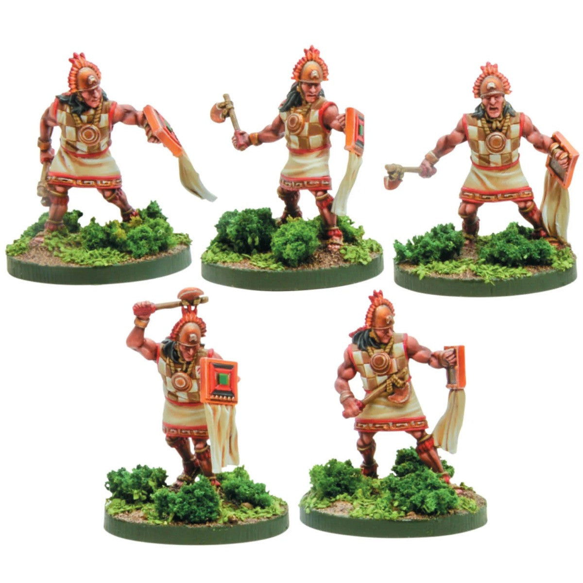 Mythic Earth Cuzco Warriors With Copper Headed Axes Inca 5 Metal Miniatures Figures Set MSMA09
