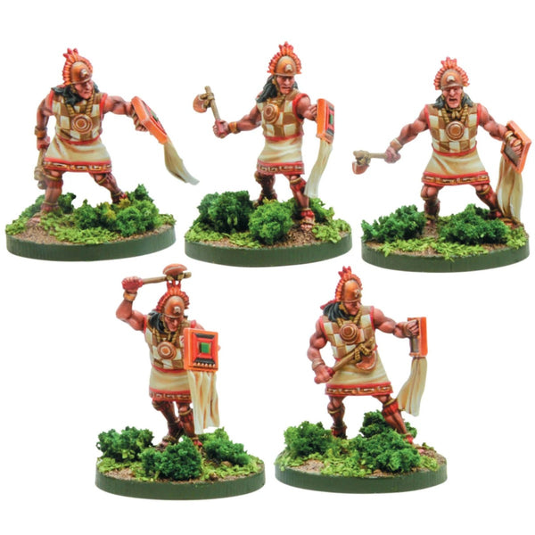 Mythic Earth Cuzco Warriors With Copper Headed Axes Inca 5 Metal Miniatures Figures Set MSMA09