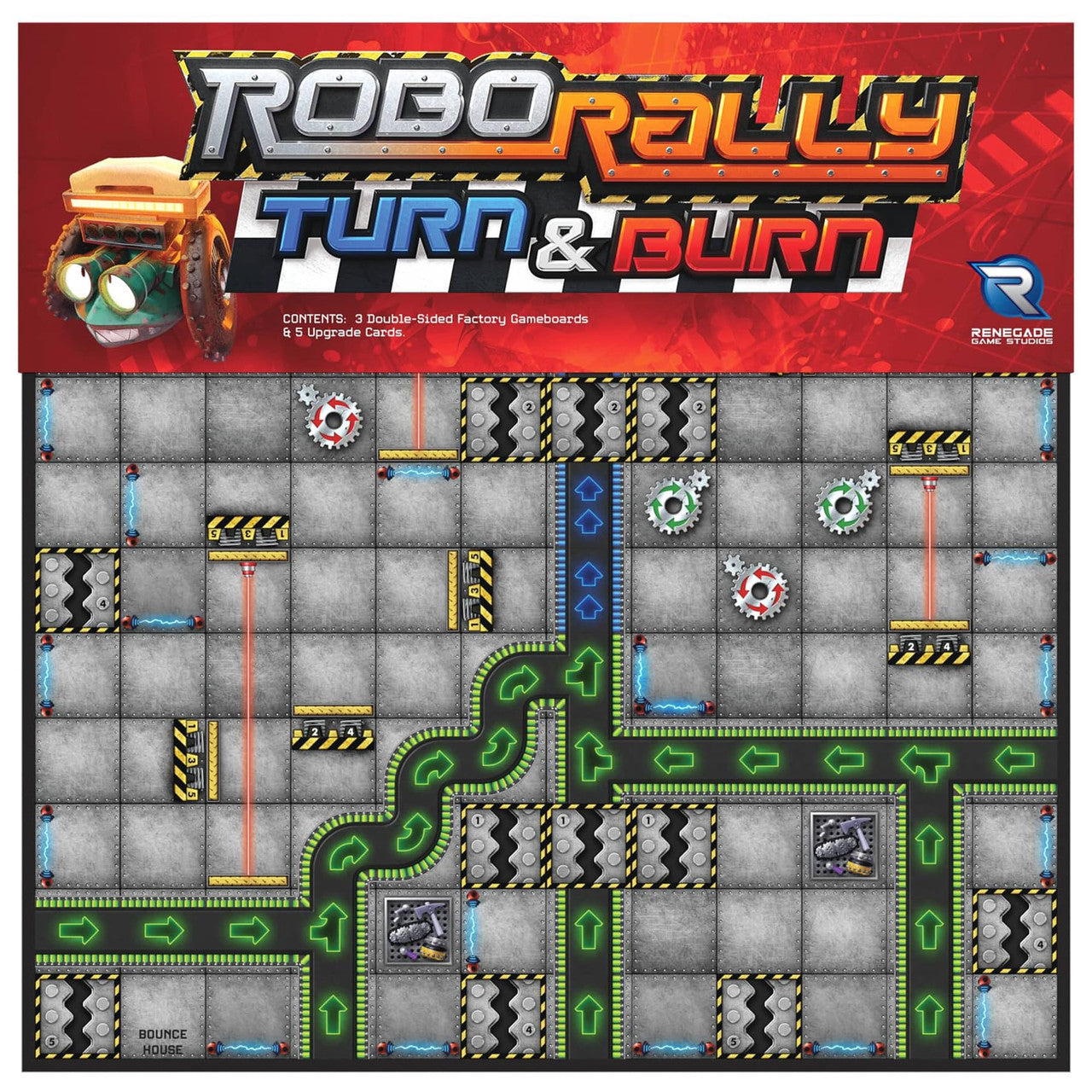 Renegade Game Studios Robo Rally Turn and Burn Expansion Racing Board Game New Elements Radiation Cards Ages 12 Plus 2 to 6 Players Playtime 45 to 90 Minutes RGS02750