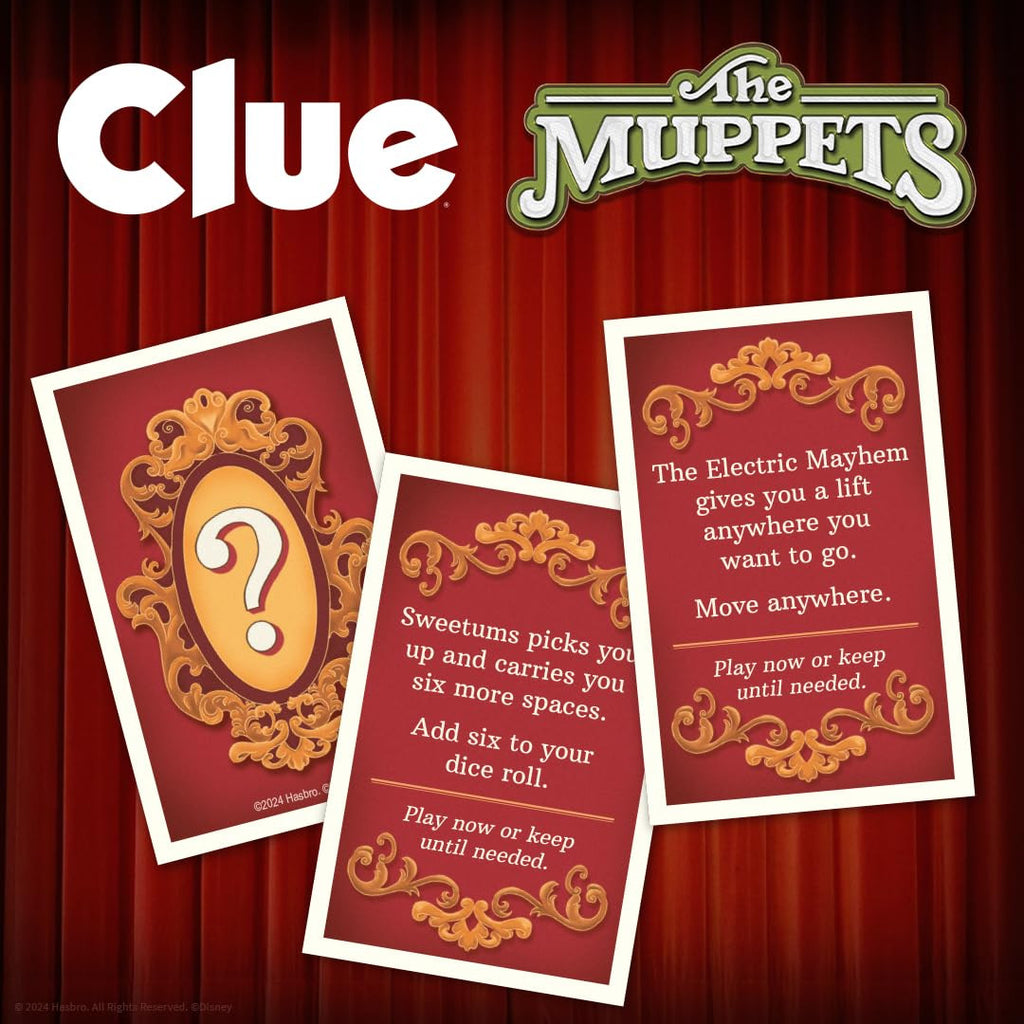 USAOPOLY CLUE The Muppets Classic Board Game Solve The Mystery in The Muppet Theater with Kermit, Fozzie, & More, Discover Who, Where, and What Weapon was Used