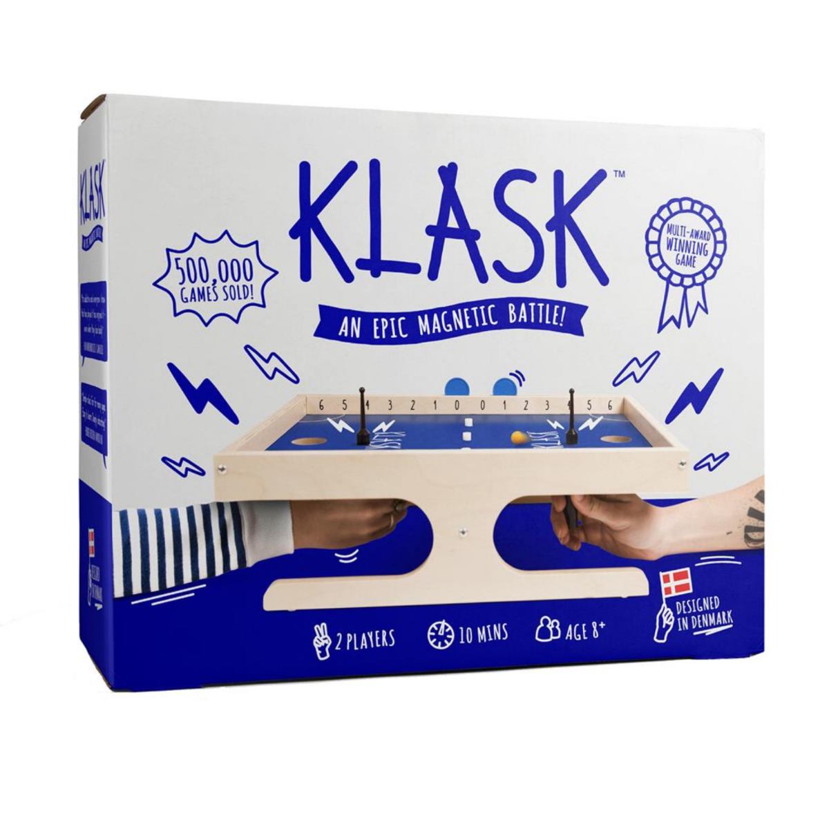 Asmodee KLASK Magnetic Party Game of Skill for Kids and Adults for Ages 8 and up Half Foosball Half Air Hockey Average Playtime 15 Minutes or less for 2 Players KL8350
