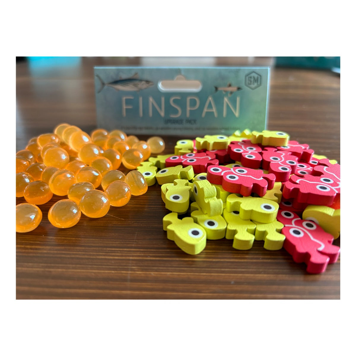 Stonemaier Finspan Upgrade Pack Wooden Young and School Tokens Plus Squishy Egg Tokens Accessory for Finspan Base Game STM871