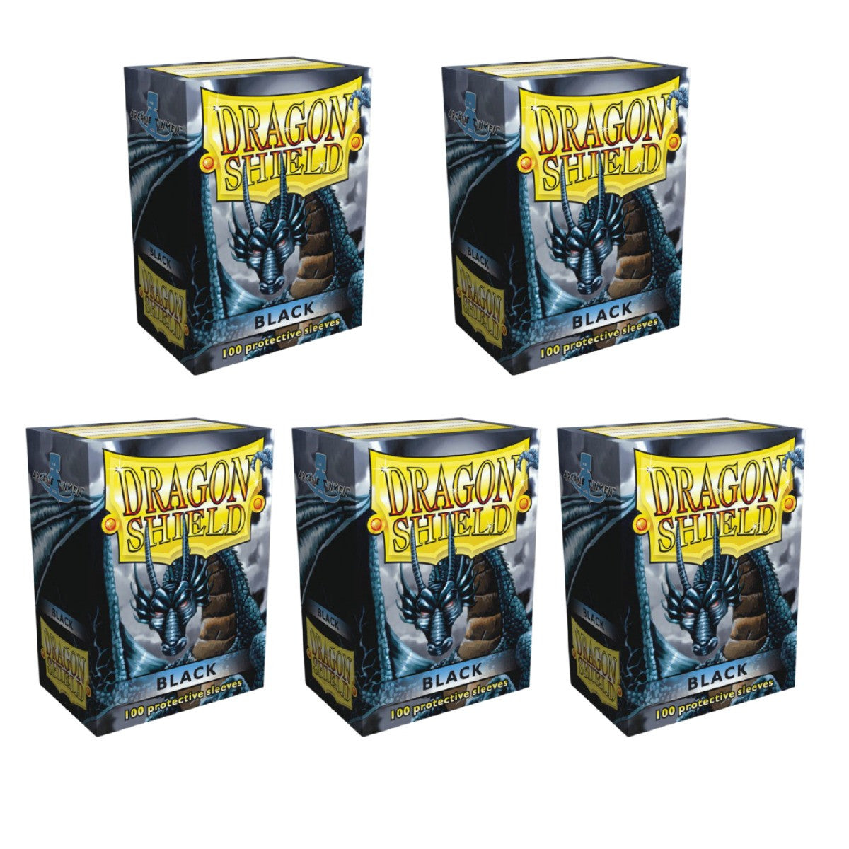 Dragon Shield Sleeves Standard Classic Black 100 Ct 5 Packs ATM10002K2