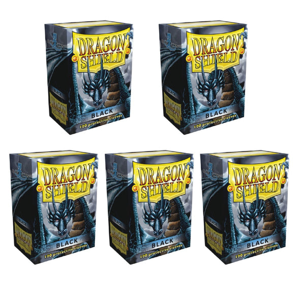 Dragon Shield Sleeves Standard Classic Black 100 Ct 5 Packs ATM10002K2