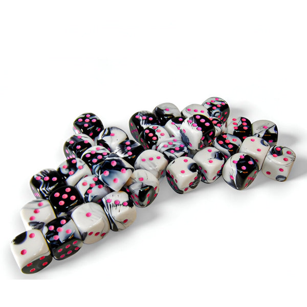 Chessex 12mm 36d6 Gemini: Black-White/Pink-CHX26869