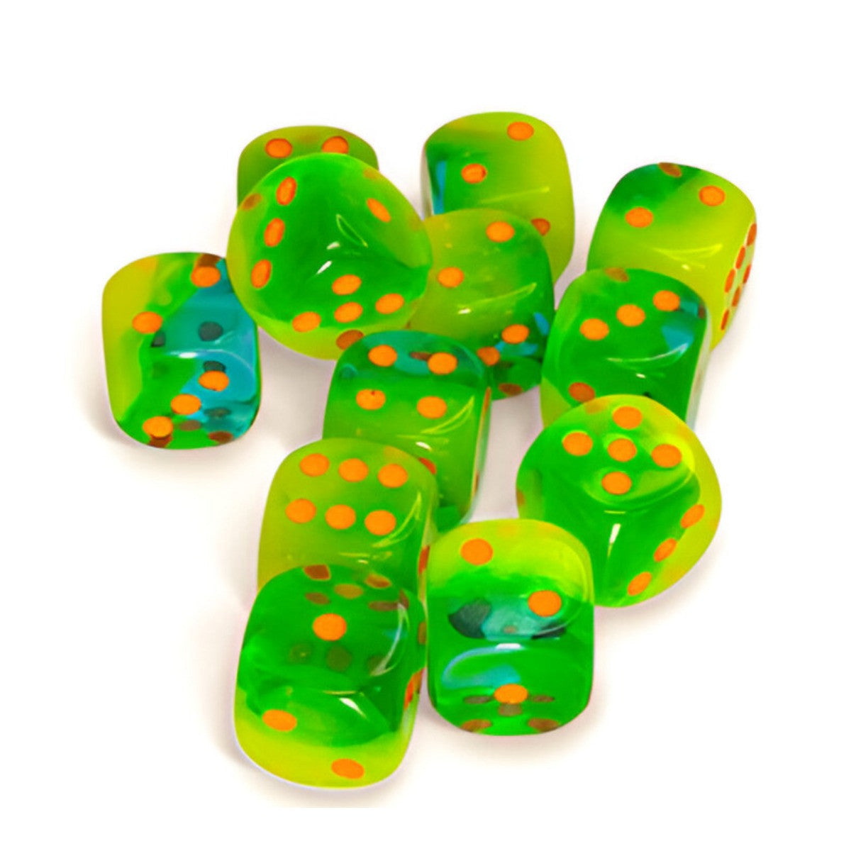 Chessex 16mm 12d6 Gemini Luminary Plasma Green-Teal/Orange-CHX26670
