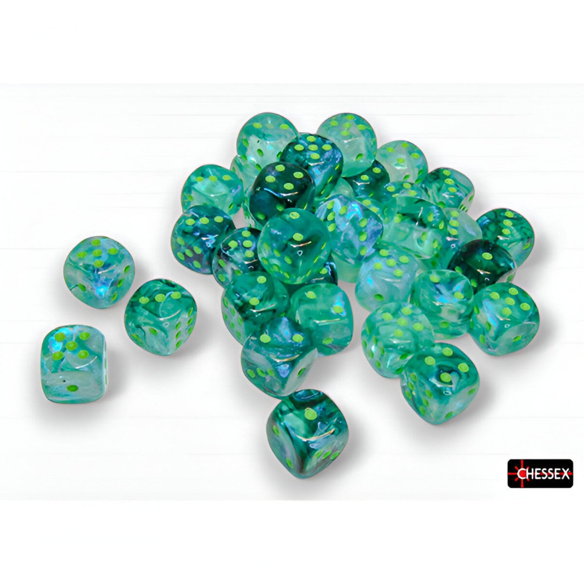 Chessex 12mm 36d6 Borealis Luminary Kelp/Light Green-CHX27995