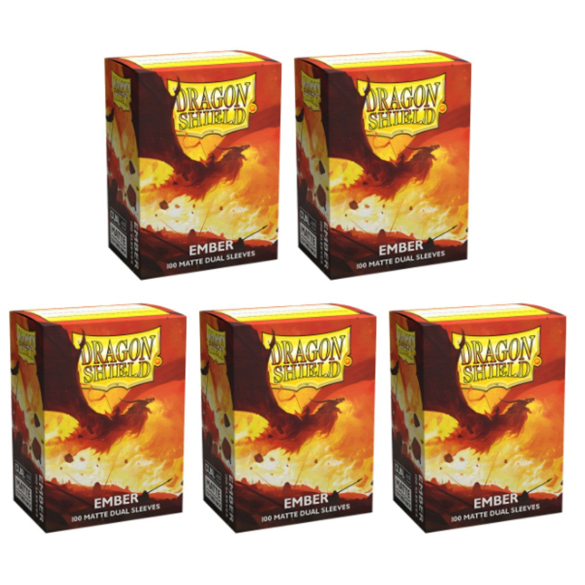 Dragon Shield Sleeves Standard Size Dual Matte Ember Alaric Revolution Kindler 100 Ct 5 Pack ATM15054K2