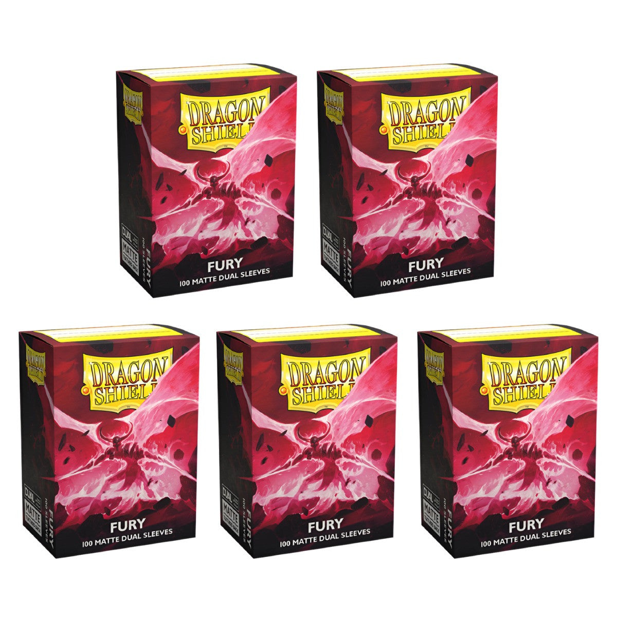 Dragon Shield Sleeves Standard Dual Matte Fury Alaric Crimson King 100 Ct 5 Packs ATM15055K2